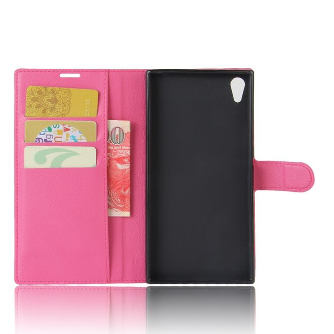 Hülle für Sony Xperia XA1 Ultra - Case aus Leder - mit Litchitextur - rosa