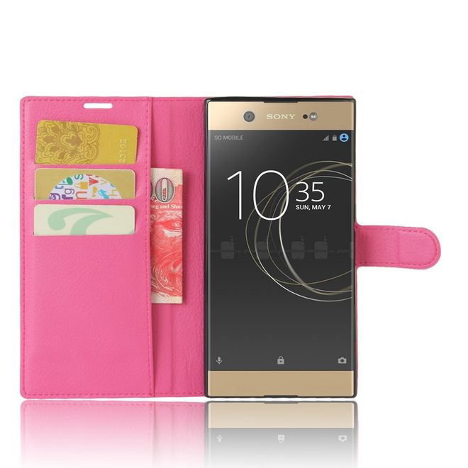 Hülle für Sony Xperia XA1 Ultra - Case aus Leder - mit Litchitextur - rosa