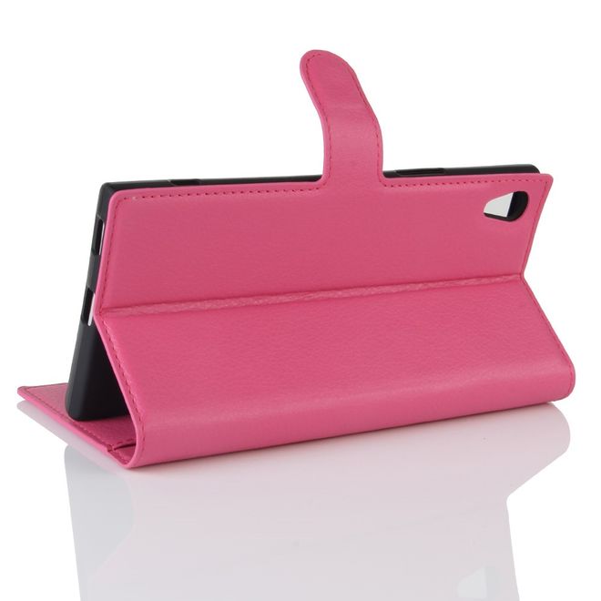 Hülle für Sony Xperia XA1 Ultra - Case aus Leder - mit Litchitextur - rosa