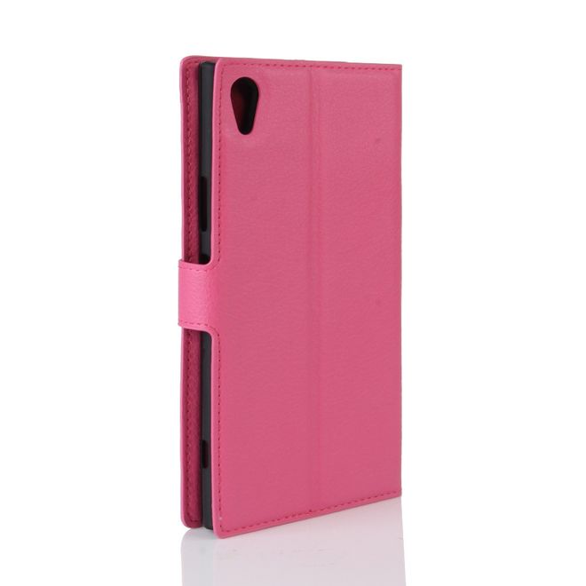 Hülle für Sony Xperia XA1 Ultra - Case aus Leder - mit Litchitextur - rosa