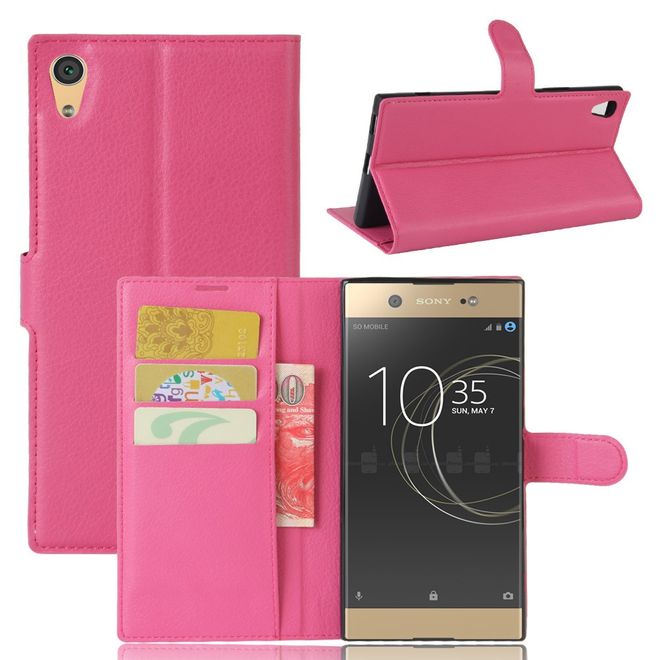 Hülle für Sony Xperia XA1 Ultra - Case aus Leder - mit Litchitextur - rosa