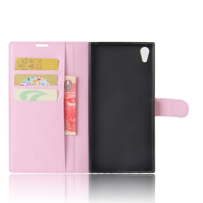 Hülle für Sony Xperia XA1 Ultra - Case aus Leder - mit Litchitextur - pink