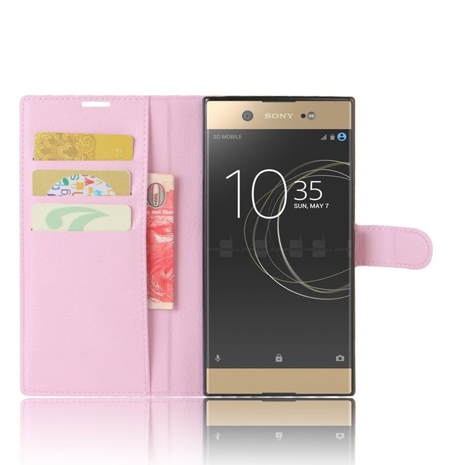 Hülle für Sony Xperia XA1 Ultra - Case aus Leder - mit Litchitextur - pink