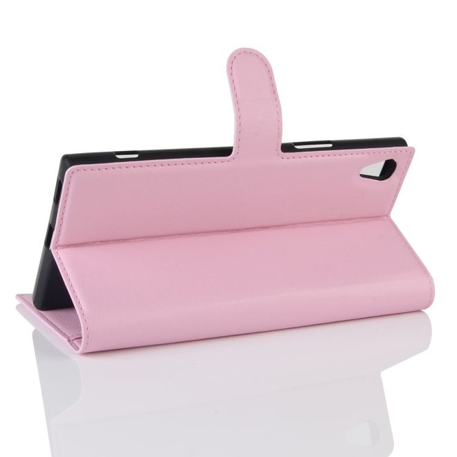Hülle für Sony Xperia XA1 Ultra - Case aus Leder - mit Litchitextur - pink