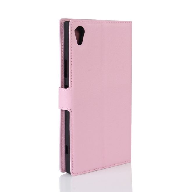 Hülle für Sony Xperia XA1 Ultra - Case aus Leder - mit Litchitextur - pink