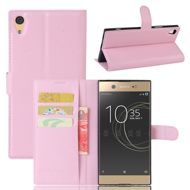 Hülle für Sony Xperia XA1 Ultra - Case aus Leder - mit Litchitextur - pink