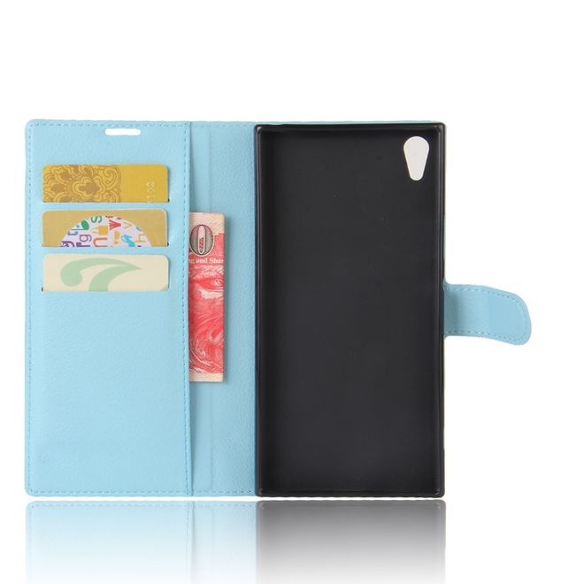 Hülle für Sony Xperia XA1 Ultra - Case aus Leder - mit Litchitextur - hellblau