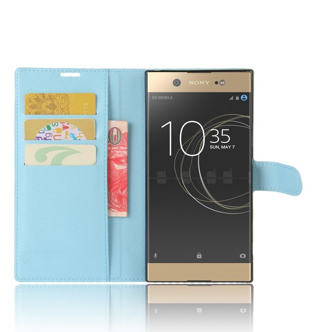 Hülle für Sony Xperia XA1 Ultra - Case aus Leder - mit Litchitextur - hellblau