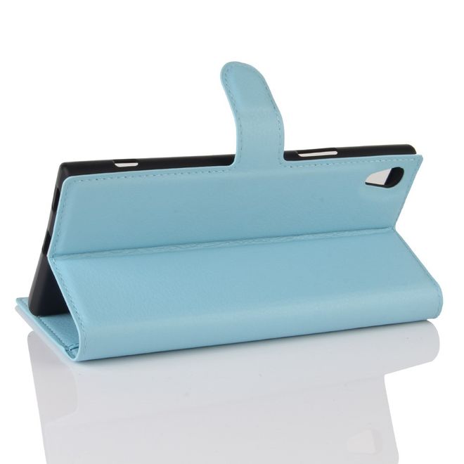 Hülle für Sony Xperia XA1 Ultra - Case aus Leder - mit Litchitextur - hellblau