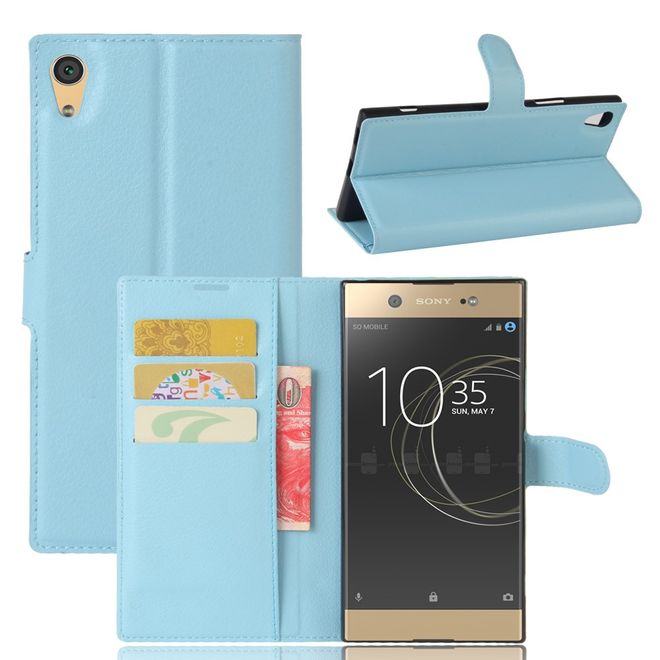 Hülle für Sony Xperia XA1 Ultra - Case aus Leder - mit Litchitextur - hellblau