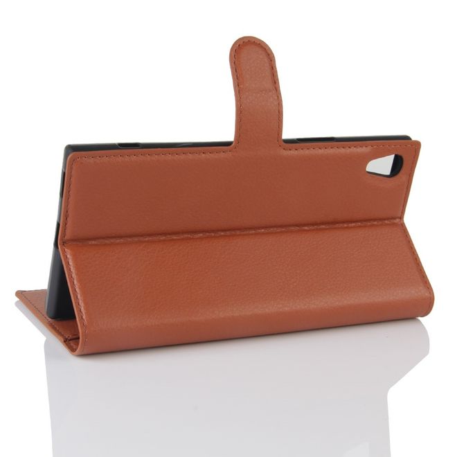 Hülle für Sony Xperia XA1 Ultra - Case aus Leder - mit Litchitextur - braun