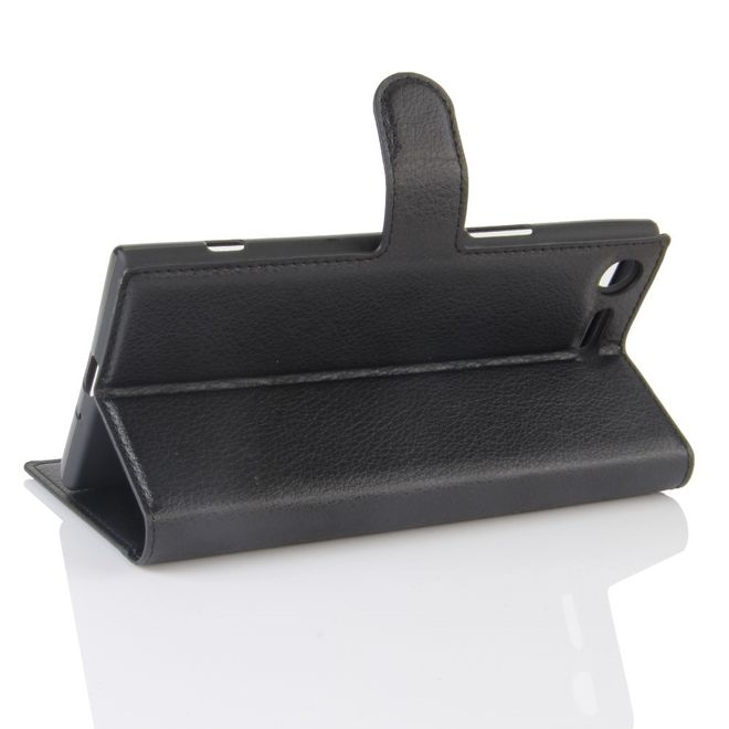 Hülle für Sony Xperia XZ Premium - Case aus Leder - mit Litchitextur - schwarz