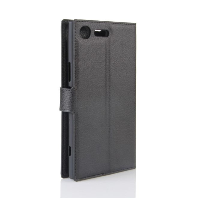 Hülle für Sony Xperia XZ Premium - Case aus Leder - mit Litchitextur - schwarz
