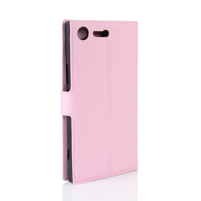 Hülle für Sony Xperia XZ Premium - Case aus Leder - mit Litchitextur - pink