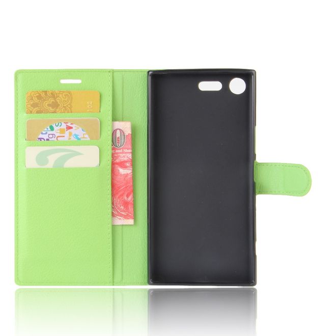 Hülle für Sony Xperia XZ Premium - Case aus Leder - mit Litchitextur - grün