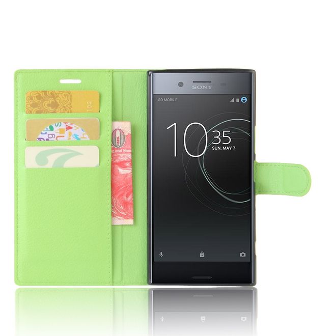 Hülle für Sony Xperia XZ Premium - Case aus Leder - mit Litchitextur - grün