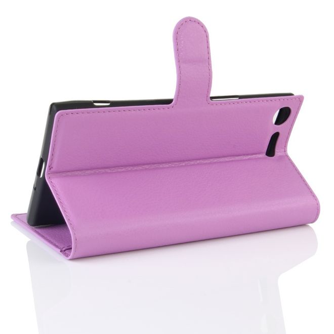 Hülle für Sony Xperia XZ Premium - Case aus Leder - mit Litchitextur - purpur