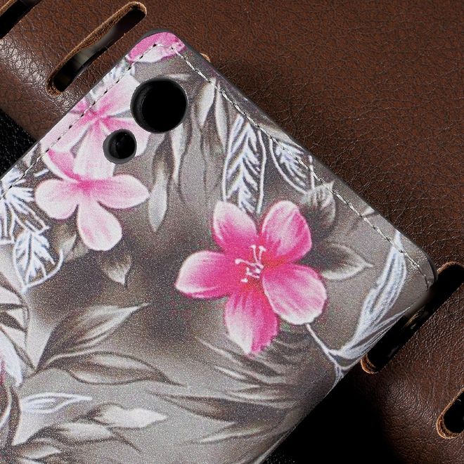Sony Xperia XA1 Bookcover - Hülle aus Leder - mit Standfunktion - rote Blumen