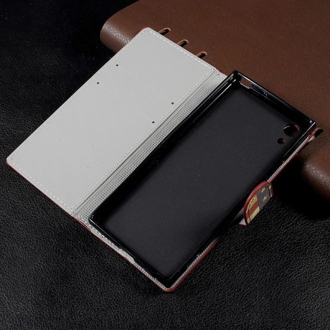 Sony Xperia XA1 Bookcover - Hülle aus Leder - mit Standfunktion - USA Flagge im Retrolook