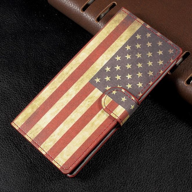 Sony Xperia XA1 Bookcover - Hülle aus Leder - mit Standfunktion - USA Flagge im Retrolook