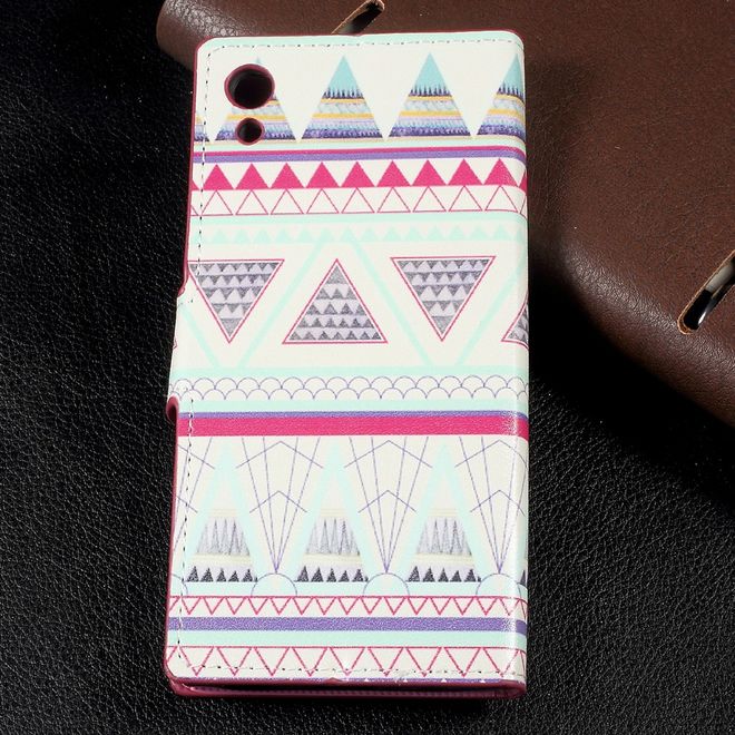 Sony Xperia XA1 Bookcover - Hülle aus Leder - mit Standfunktion - geometrisches Muster