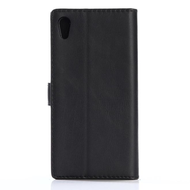 Sony Xperia XA1 Handy Hülle - Crazy Horse Leder Case - Retrostyle - schwarz