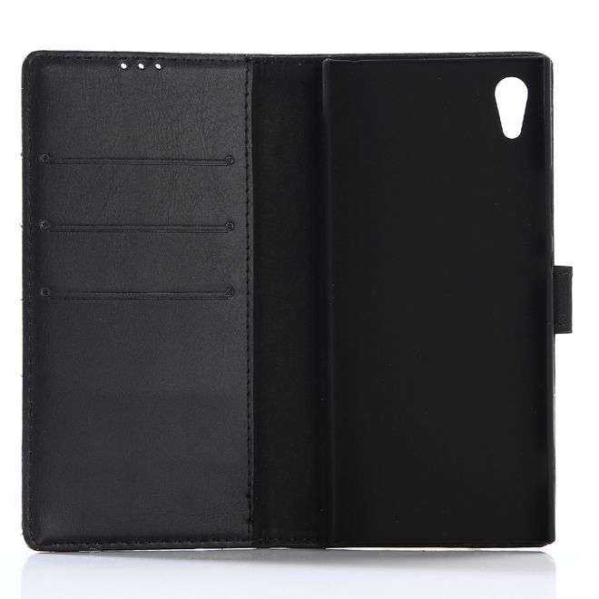Sony Xperia XA1 Handy Hülle - Crazy Horse Leder Case - Retrostyle - schwarz
