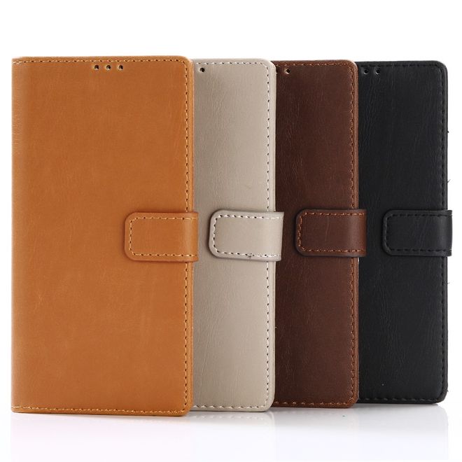 Sony Xperia XA1 Handy Hülle - Crazy Horse Leder Case - Retrostyle - schwarz