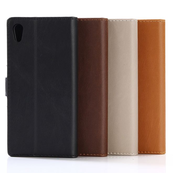 Sony Xperia XA1 Handy Hülle - Crazy Horse Leder Case - Retrostyle - schwarz