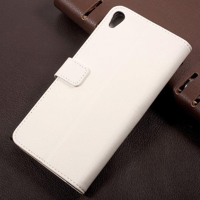 Sony Xperia XA1 Ultra Handy Bookcover - Hülle aus Leder - mit Litchitextur und Standfunktion - weiss