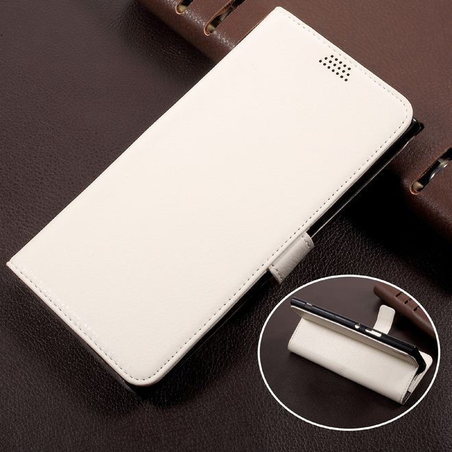 Sony Xperia XA1 Ultra Handy Bookcover - Hülle aus Leder - mit Litchitextur und Standfunktion - weiss
