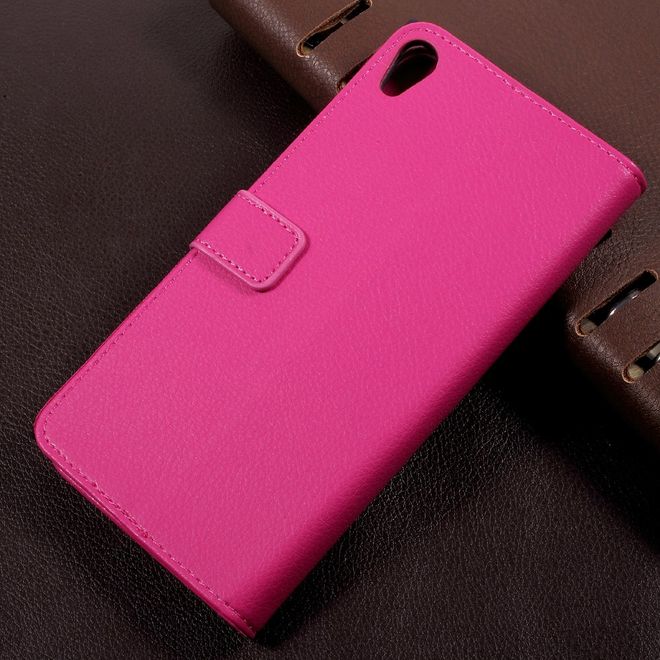 Sony Xperia XA1 Ultra Handy Bookcover - Hülle aus Leder - mit Litchitextur und Standfunktion - rosa