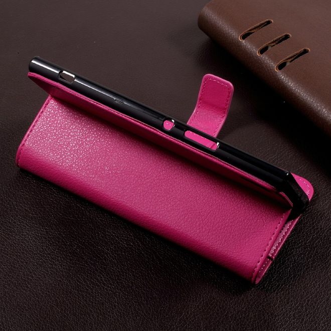 Sony Xperia XA1 Ultra Handy Bookcover - Hülle aus Leder - mit Litchitextur und Standfunktion - rosa