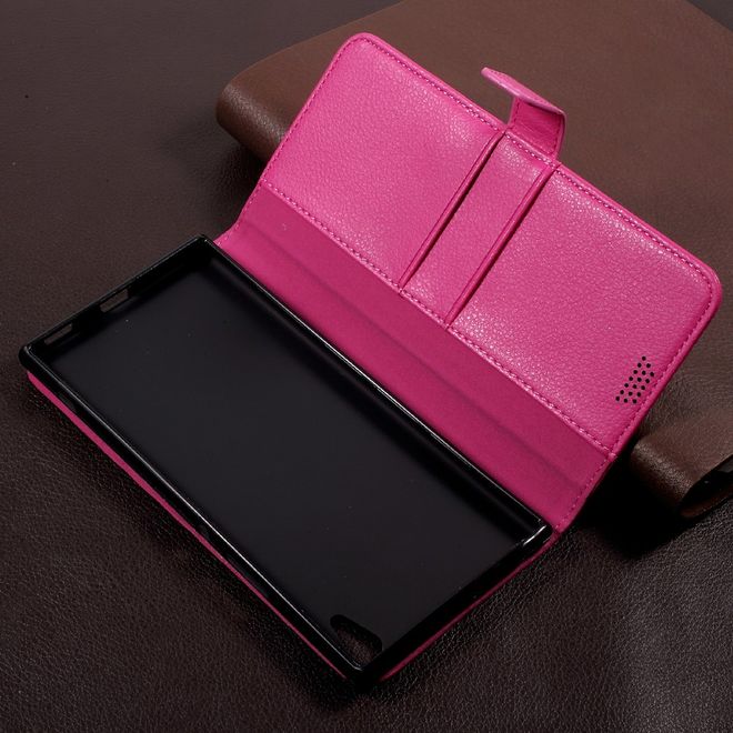 Sony Xperia XA1 Ultra Handy Bookcover - Hülle aus Leder - mit Litchitextur und Standfunktion - rosa