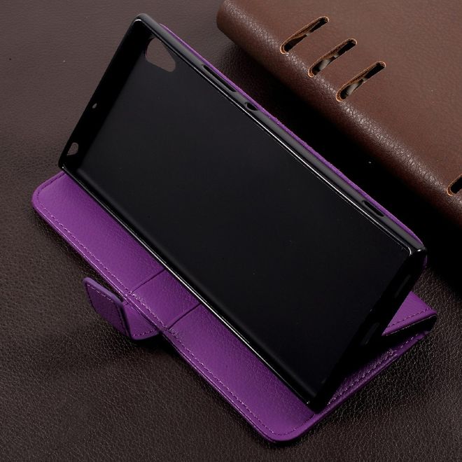 Sony Xperia XA1 Ultra Handy Bookcover - Hülle aus Leder - mit Litchitextur und Standfunktion - purpur