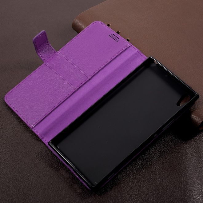 Sony Xperia XA1 Ultra Handy Bookcover - Hülle aus Leder - mit Litchitextur und Standfunktion - purpur