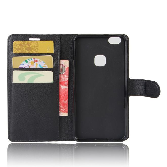 Handy Case für Huawei P10 Lite - Hülle aus Leder - mit Litchitextur und Standfunktion - schwarz