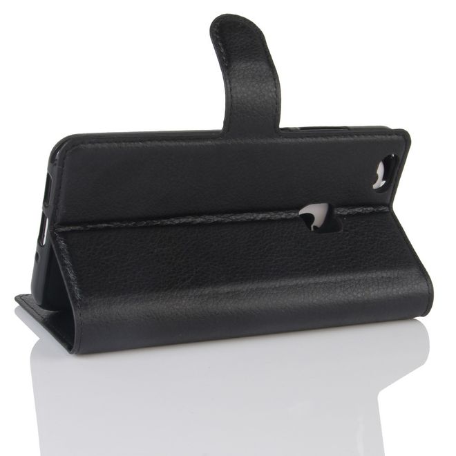 Handy Case für Huawei P10 Lite - Hülle aus Leder - mit Litchitextur und Standfunktion - schwarz