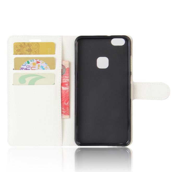 Handy Case für Huawei P10 Lite - Hülle aus Leder - mit Litchitextur und Standfunktion - weiss