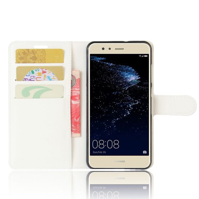 Handy Case für Huawei P10 Lite - Hülle aus Leder - mit Litchitextur und Standfunktion - weiss