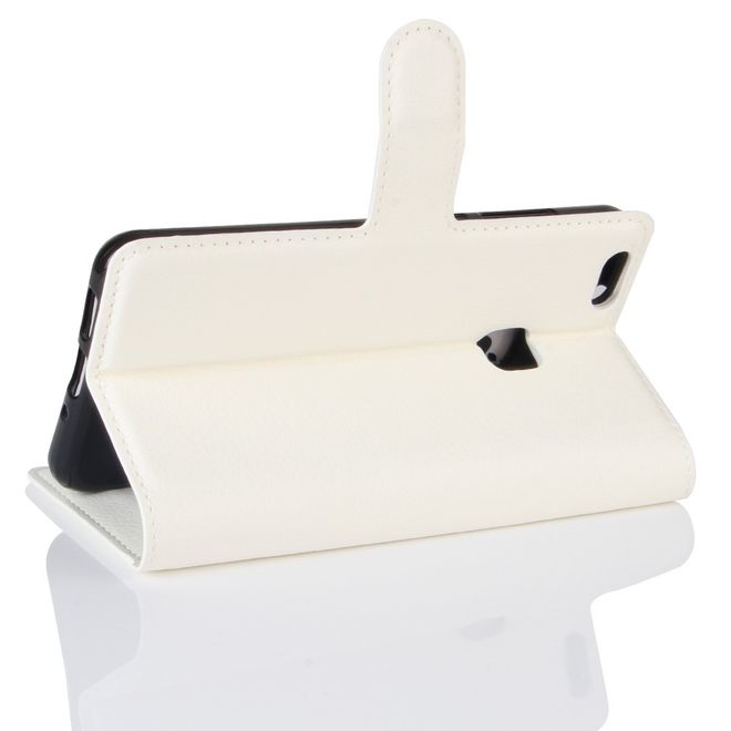 Handy Case für Huawei P10 Lite - Hülle aus Leder - mit Litchitextur und Standfunktion - weiss