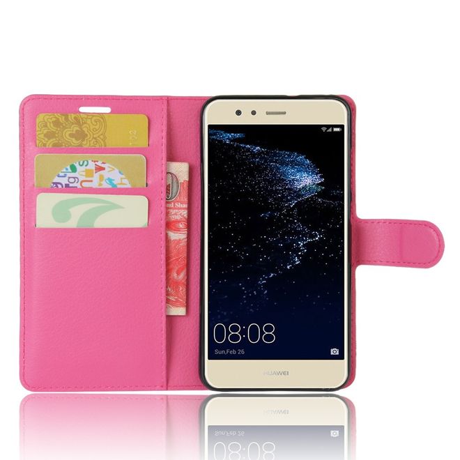 Handy Case für Huawei P10 Lite - Hülle aus Leder - mit Litchitextur und Standfunktion - rosa