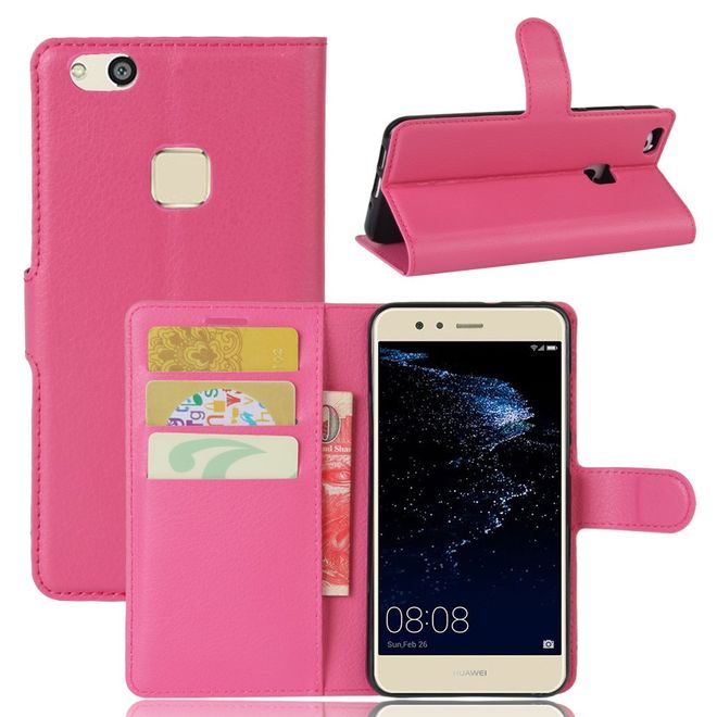Handy Case für Huawei P10 Lite - Hülle aus Leder - mit Litchitextur und Standfunktion - rosa