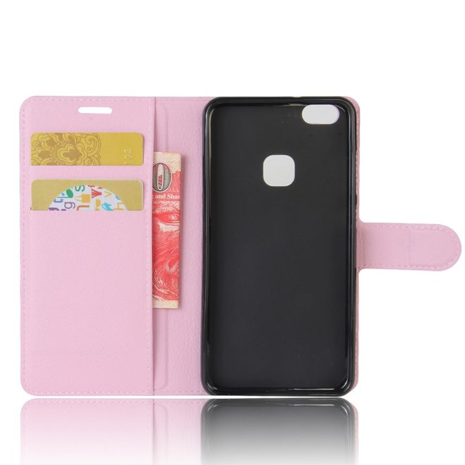 Handy Case für Huawei P10 Lite - Hülle aus Leder - mit Litchitextur und Standfunktion - pink