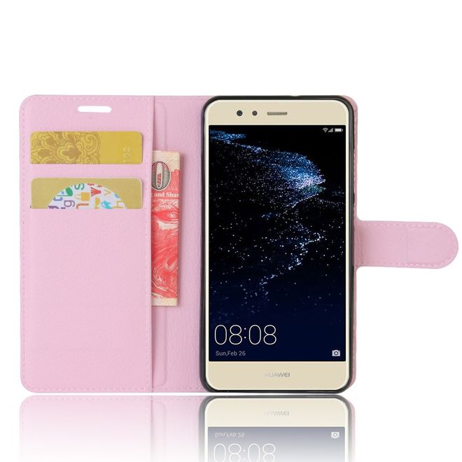 Handy Case für Huawei P10 Lite - Hülle aus Leder - mit Litchitextur und Standfunktion - pink