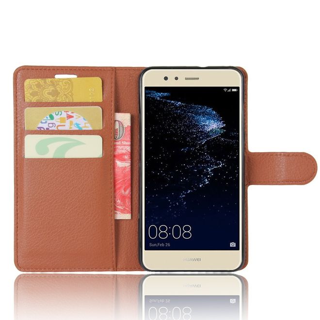 Handy Case für Huawei P10 Lite - Hülle aus Leder - mit Litchitextur und Standfunktion - braun