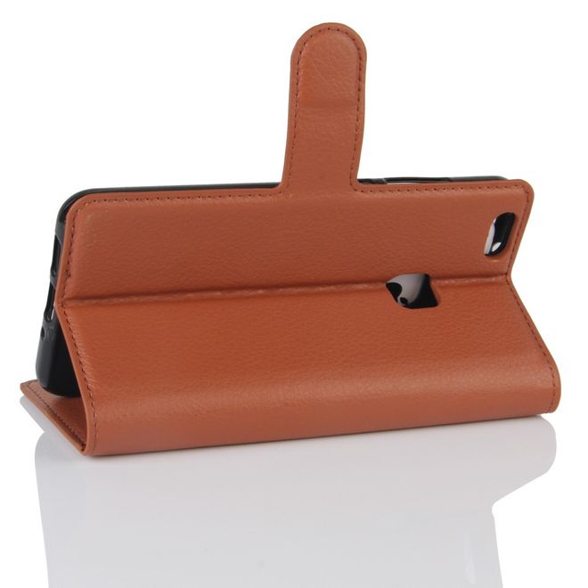 Handy Case für Huawei P10 Lite - Hülle aus Leder - mit Litchitextur und Standfunktion - braun