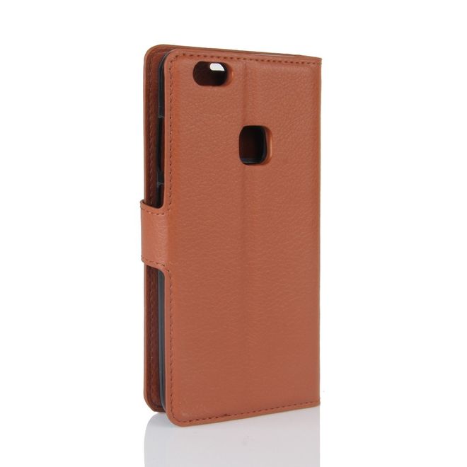 Handy Case für Huawei P10 Lite - Hülle aus Leder - mit Litchitextur und Standfunktion - braun
