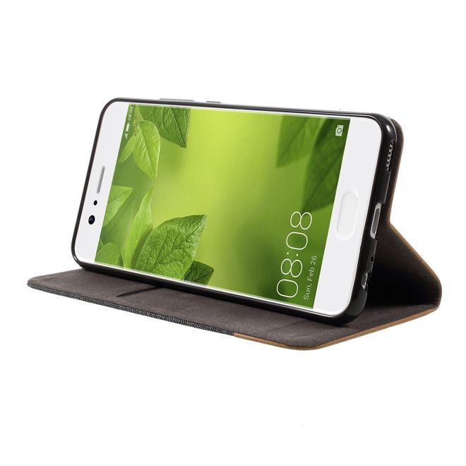 Handyhülle für Huawei P10 - Bookcover - zweifarbig - dunkelgrau