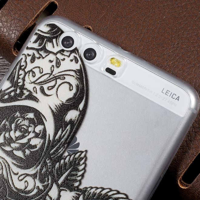 Huawei P10 Plus Handyhülle - SoftTPU Softcase - Schädel und Blumen